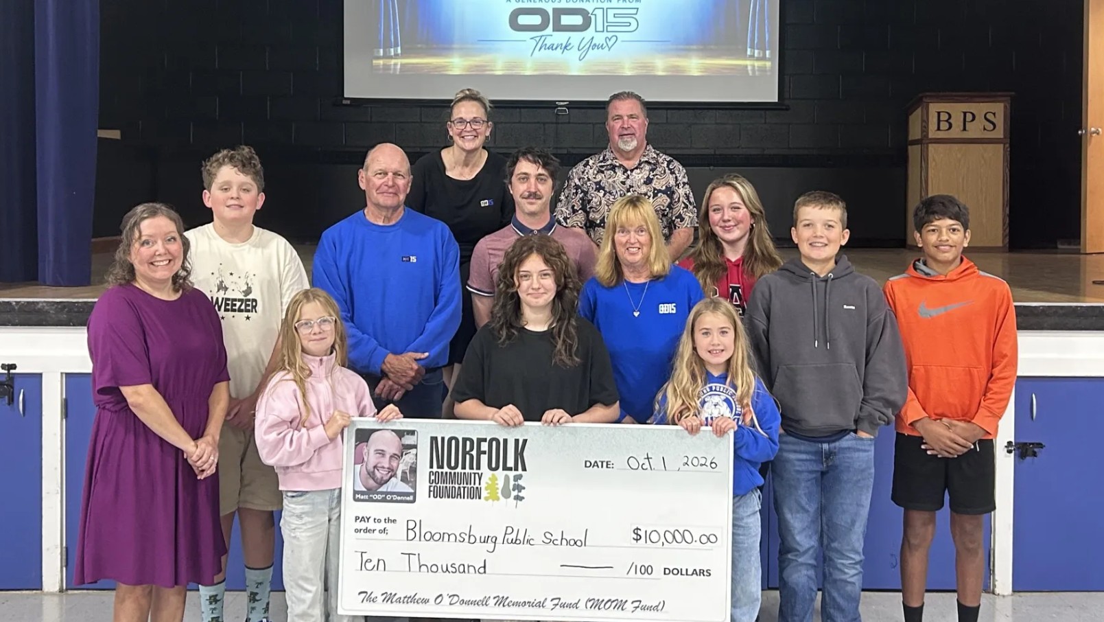 BPS staff and students smiling with representatives of Matthew ODonnell Memorial Fund BPS staff and students smiling with representatives of Matthew ODonnell Memorial Fund