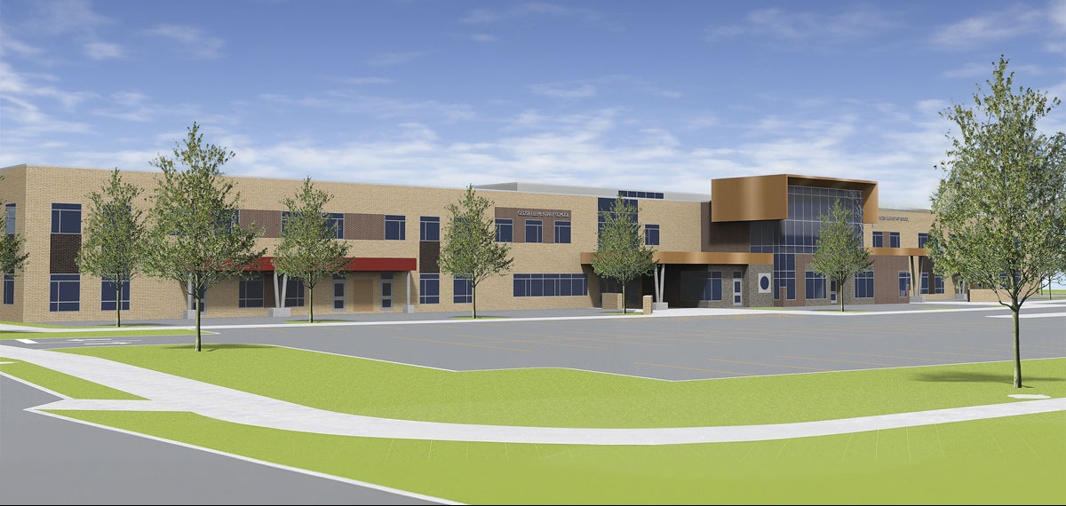 An artist rendering of the new Caledonia school