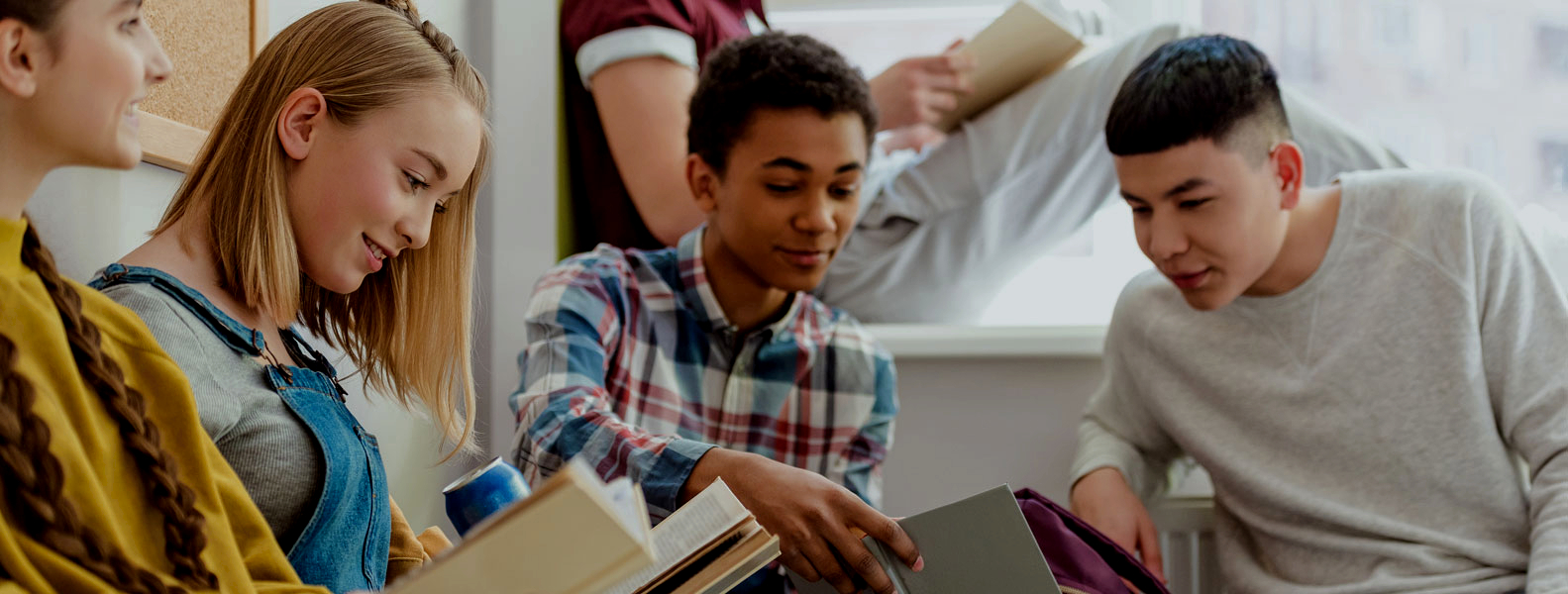 Students reading books