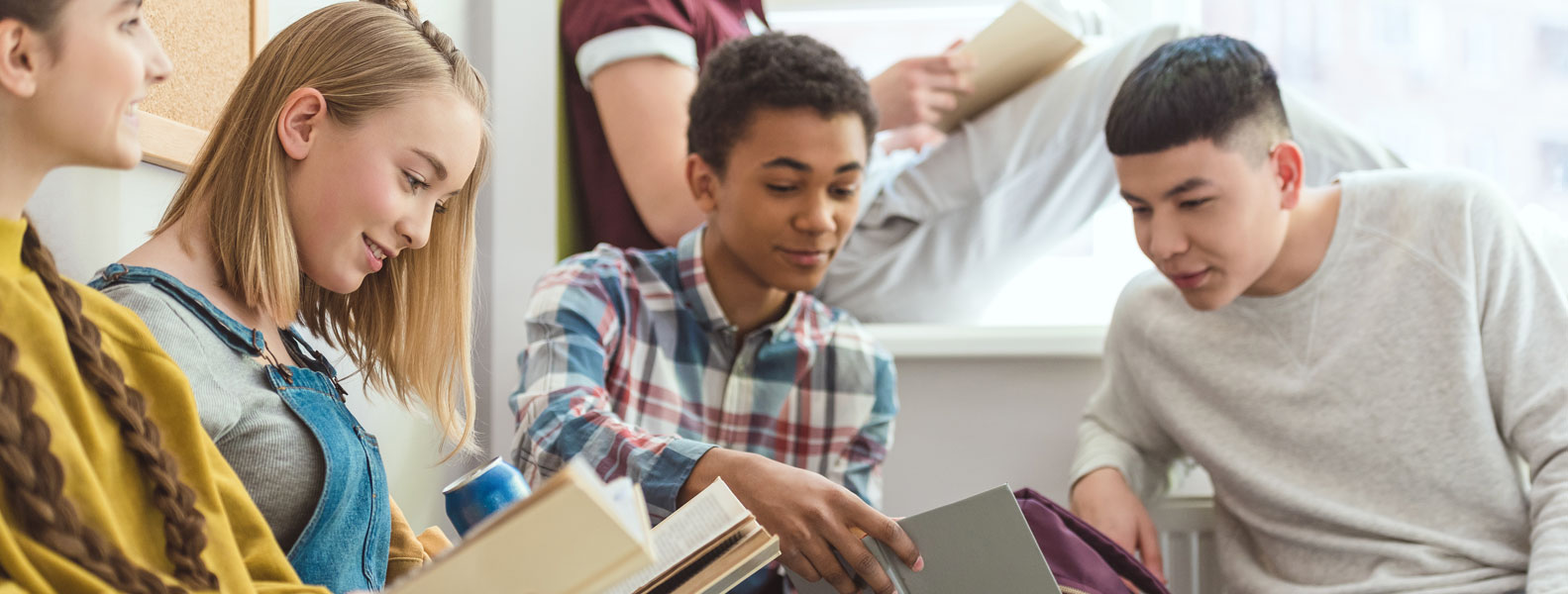 Students reading books