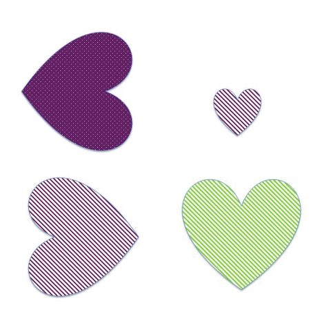 shapes-23-480x481 Four hearts, three purple one is green.