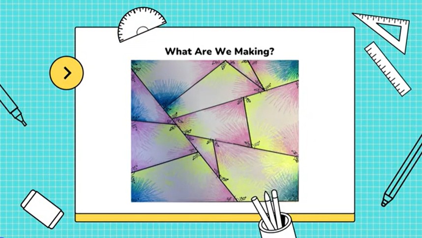 Graphic of paper collage with abstract shapes taped together to illustrate dynamic angles