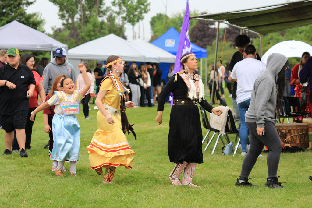 Students outside at an event