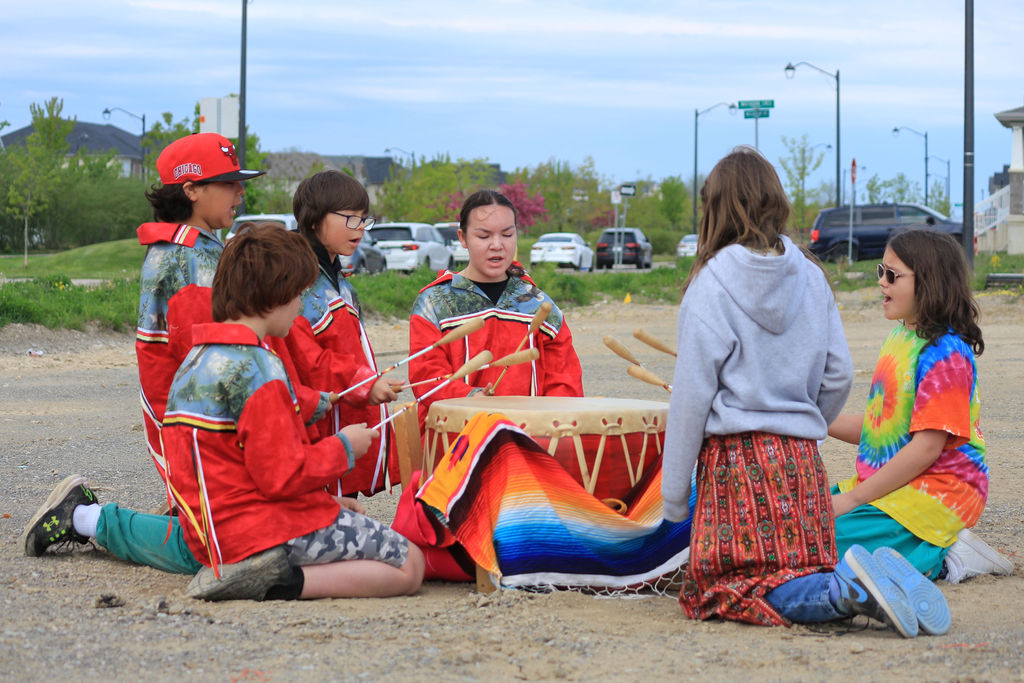 Students outside at an event