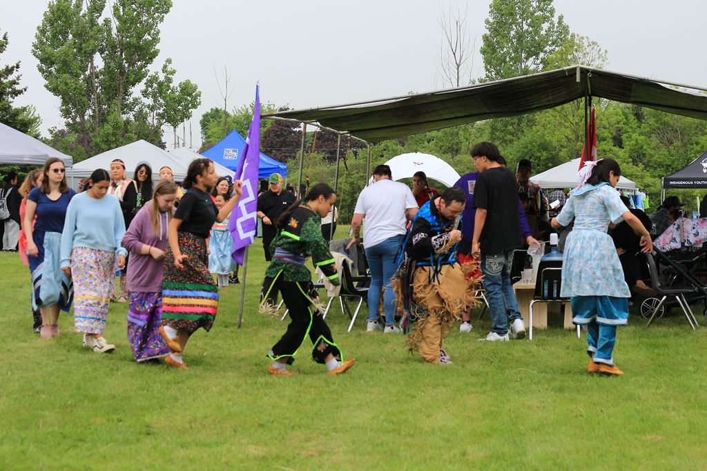 Students outside at an event