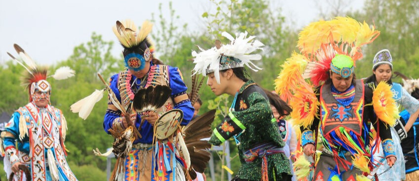 Indigenous students dancing
