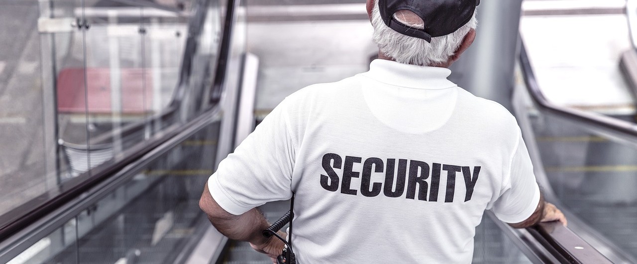 security guard on stairs