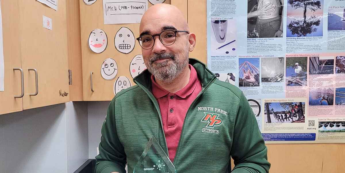 NPC Teacher Richard Humpartzoomian wins the Champion Teacher award for 2025, presented by the Bay Area Science and Engineering Fair (BASEF)
