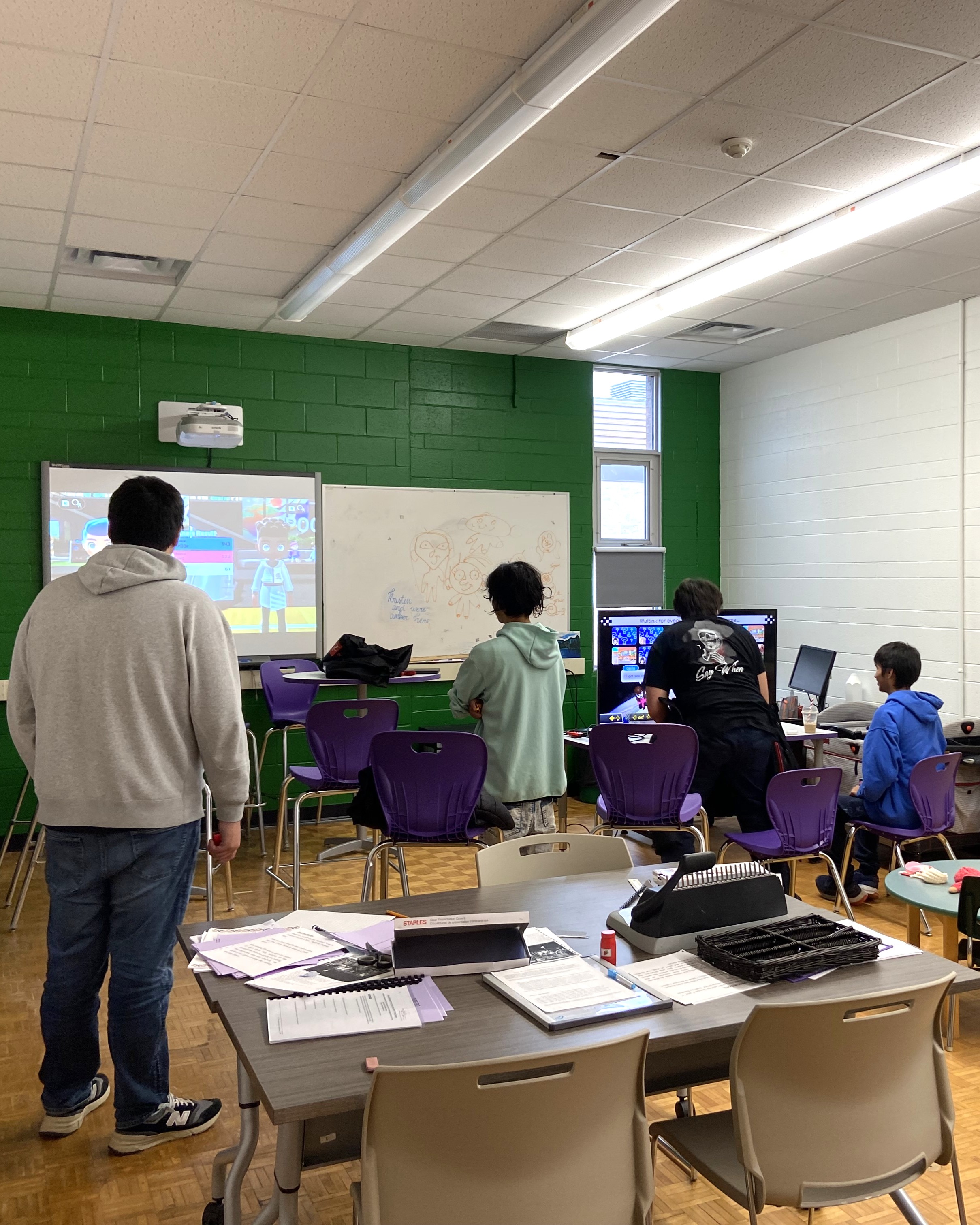Students in classroom playing esports