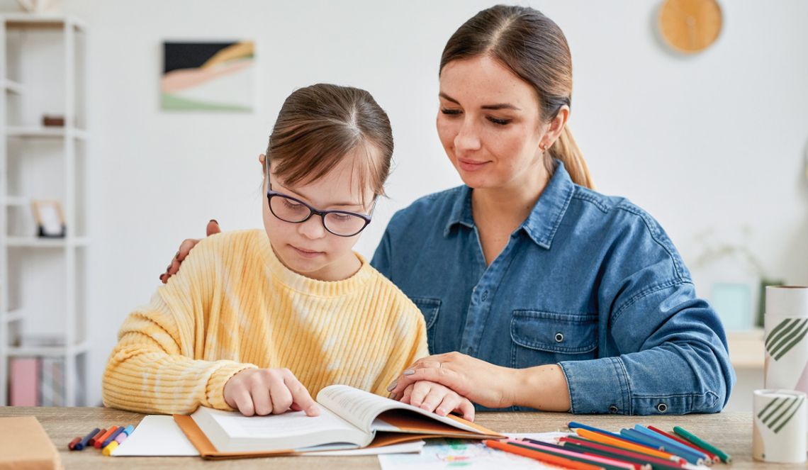 homeschooling lesson with mother