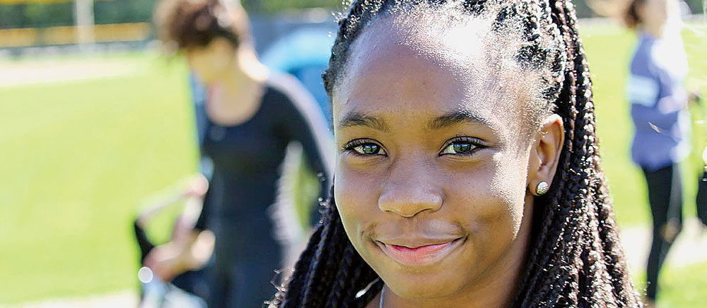 a girl smiling