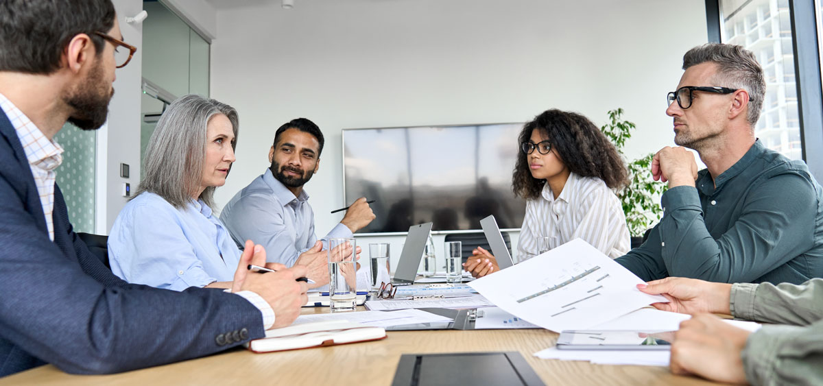 people discussing in a table