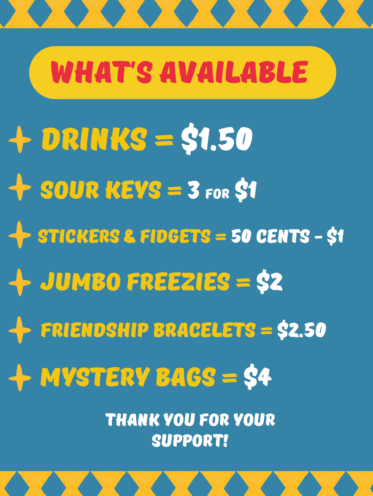 Snack Cart Pricing List Snack Cart Pricing List